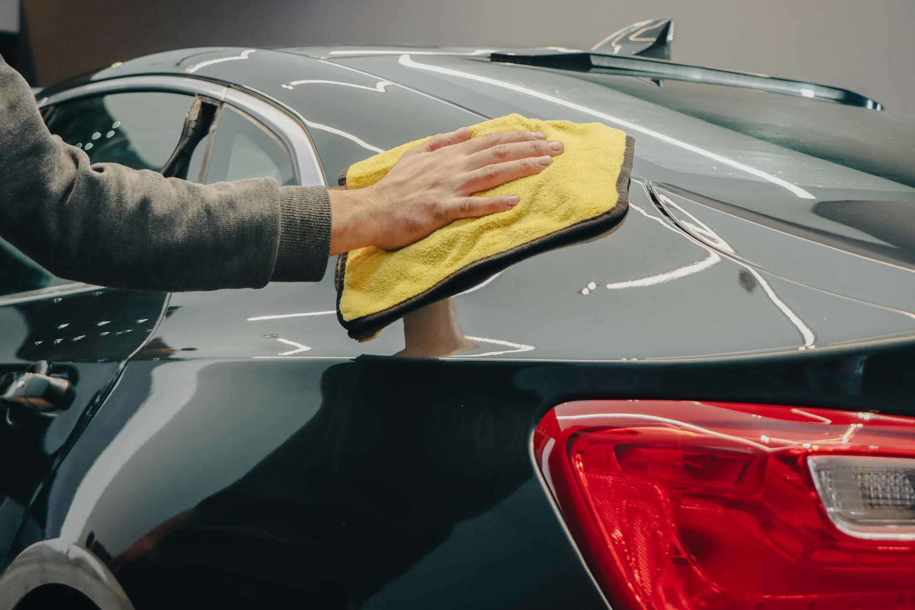 Glossy clean car after professional detailing