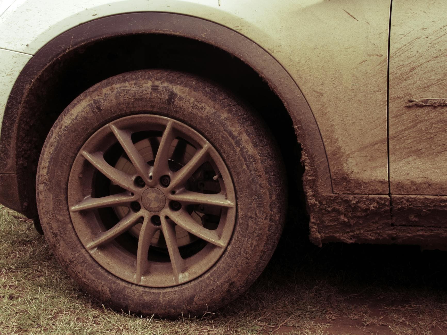 Dirty muddy car exterior before detailing